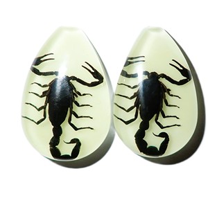 Black Scorpion Real Specimen Plastic Cabochon Pear Cut <b>Top</b> 46x30 mm Glow Flat Bottom for Crafts and Jewelry Making - Product Image 6