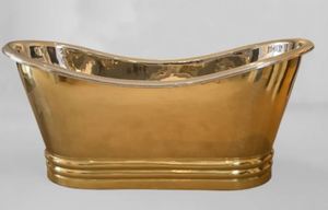 Baignoire autoportante ovale en cuivre martelé, émaillée marron, à pieds de chaise, pour maison et hôtel - Product Image 5