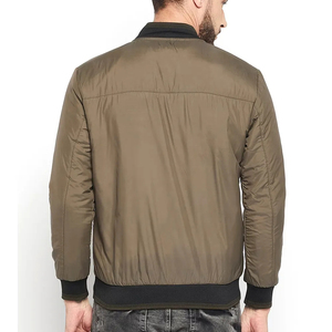 Men's Black Bomber <b>Jacket</b> Solid Color <b>Mandarin</b> <b>Collar</b> Zipper Closure Casual Style Viscose/Polyester Material Regular Fit - Product Image 6
