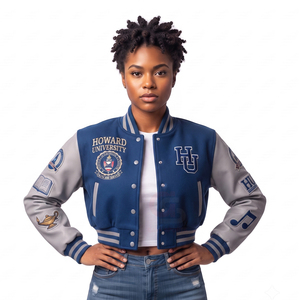 Chaqueta Varsity Personalizada al por Mayor, Estilo Nuevo, para Damas, Chaqueta Varsity Corta para Mujer, Chaqueta Casual con Letras de Béisbol - Product Image 1