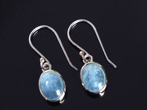 S925 Sterling Silver Aquamarine Lapis Lazuli Gemstone Drop <b>Earrings</b> Bezel Set Oval Minimalist Women's Everyday Wear Fine Jewelry - Product Image 3
