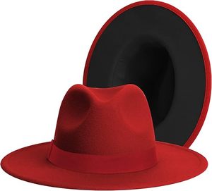 Chapeau Fedora rouge 56-58CM unisexe pour adulte, chapeau en laine décontracté pour toutes les saisons - Product Image 1
