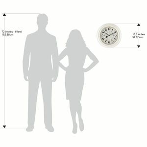Orologio da Parete in Stile Country Francese Bianco Antico, Rotondo 15,5 Pollici, Analogico con Numeri Arabi - Product Image 5