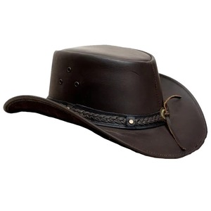 Chapeau de cowboy en cuir unisexe marron foncé à large bord, décontracté pour l'extérieur, adulte, toutes saisons, marque personnalisée, 52-54 cm - Product Image 2