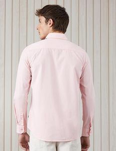เสื้อเชิ้ตผู้ชายสีชมพู แขนสามส่วน ปกคอพับ ผ้าป๊อปลิน 100% คอตตอน ไม่ยับ ใส่สบายช่วงฤดูใบไม้ผลิ ติดกระดุมเม็ดเดียว - Product Image 2