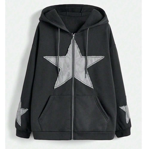 Sudadera con capucha y cremallera de chenilla 100% algodón bordada, al por mayor OEM, estilo urbano de invierno, alta calidad, personalizable, con cremallera y efecto lavado. - Product Image 1