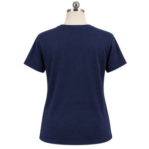 เสื้อยืดผู้หญิงสีน้ำเงินกรมท่า ลายกราฟิก ปี 1938 แขนสั้น คอกลม ลำลอง พิมพ์ลาย ผ้าฝ้ายนุ่ม ใส่ได้ทุกวัน แฟชั่นฤดูร้อน - Product Image 2