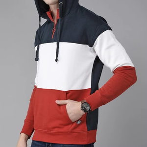 New Arrival Color <b>Block</b> Drawstring Hoodie For Men Oversize Cotton Polyester Hoodie For Men Basics Cotton Blended Casual Wear - Product Image 6
