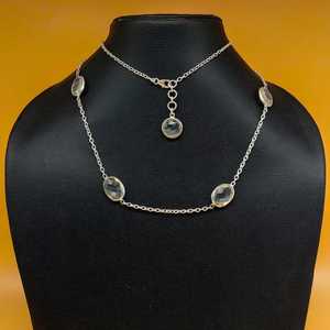 Dainty 925 Sterling <b>Silver</b> Bracelet Necklace Set Clear Quartz Gemstone Bohemian Style Handmade Artisan Craft Hot Selling Gift - Product Image 2