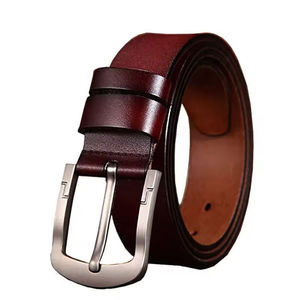 Cinturón Casual de Cuero Genuino para Hombre, Color Marrón Sólido, Piel de Vaca, Duradero, Ajustable, Hebilla de Calavera Plateada, 110 cm - Product Image 4