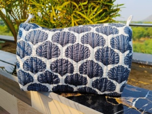 Beauty Cosmetic Pouches Cotton Textile Block Print <b>Makeup</b> Organizer Lightweight Women's Toiletry <b>Case</b> Zippered Lock <b>Makeup</b> Pouch - Product Image 3