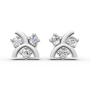 Pendientes de Diamantes en Oro Blanco de 14K, Joyería Fina para Hombre, con Diamantes Redondos Brillantes Engastados en Puntas - Product Image 1