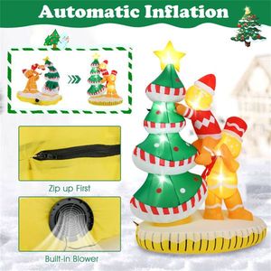 Albero di Natale Gonfiabile Impermeabile IP44 da 2,1 m con Omino di Pan di Zenzero, Decorazione Esterna Autogonfiabile per Giardino con 7 Luci LED - Product Image 3