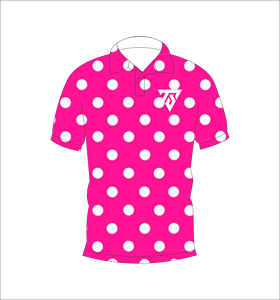Mens Bright Pink White Polka Dot Polo Shirt Custom Sublimation Short Sleeve Summer Casual Breathable Lightweight Golf Shirt - Product Image 1