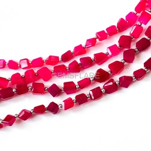 Cuentas de Calcedonia Rosa Intenso Facetadas al por Mayor, Pepitas Sueltas de Calcedonia 5x7-6x8MM, 8 Pulgadas para Fabricación de Joyas - Product Image 4
