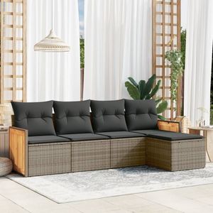 Juego de Sofás Modulares de Jardín de 5 Piezas en Ratán Sintético Gris, Muebles Modulares Cómodos para Espacios Exteriores - Product Image 1