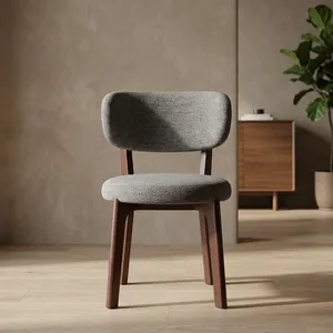 Silla de Comedor Moderna Tapizada en Madera con Asiento y Respaldo de Tela, Diseño de Mediados de Siglo, Muebles para el Hogar - Product Image 5