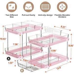Organizzatore a 2 Livelli Multiuso per Bagno e Cucina, Armadietto Estraibile per Medicinali, Organizzatori Impilabili per Dispensa per un'Organizzazione Ottimale - Product Image 1
