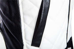Men's Custom <b>White</b> and Black Quilted PU Leather <b>Jacket</b> Slim Fit <b>Biker</b> Motorcycle Bomber <b>Jacket</b> Casual Streetwear Men's Coat - Product Image 2