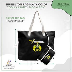 Sac fourre-tout écologique noir brodé avec emblème Shriner du Groupe NANBA, sac à bandoulière en poly-vinyle Codura avec fermeture éclair, tendance - Product Image 6