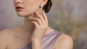 Boucles d'oreilles clous rondes classiques en diamant de haute qualité pour femmes, bijoux fins d'inspiration florale, design classique, élégance moderne - Product Image 6