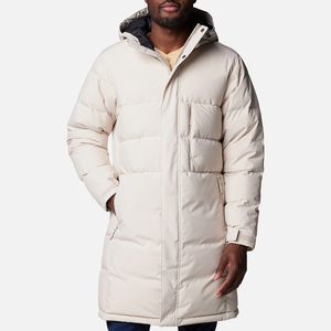 Men's Long Hooded Down Puffer Jacket Windproof Casual Winter <b>Coat</b> Solid Color <b>Zipper</b> Closure Thick Polyester Shell - Product Image 1