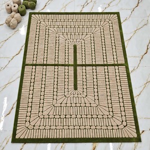 Tapis géométrique beige brun, tissé à la main en laine/coton, antidérapant, moderne, luxueux, pour salon, chambre, décoration intérieure - Product Image 5