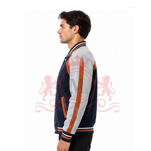Chaqueta Letterman Azul Oscuro con Rayas en Contraste de la Mejor Calidad, Diseño Moderno y Cómodo para un Estilo Urbano - Product Image 2