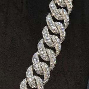 Collier chaîne unisexe en argent 925 plaqué rhodium avec moissanite cubique, style hip-hop, chaîne à maillons, cadeau de fête, bijoux à porter au quotidien - Product Image 3