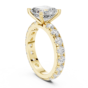 แหวนแต่งงานทองคำขาว 14k ประดับเพชรทรง Asscher แบบ Halo Solitaire สำหรับผู้หญิง พร้อมวงแหวนฝังเพชรเต็มวง ดีไซน์หรูหรา - Product Image 4