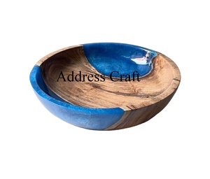 Bol à fruits en résine époxy et bois avec logo personnalisé dernier modèle saladier bol décoratif en bois assiettes vaisselle service de table articles ménagers - Product Image 1