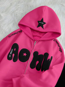 เสื้อสเวตเชิ้ตแขนยาวพิมพ์ลายตัวอักษรด้านหน้ามีฮู้ดสำหรับผู้หญิงฤดูใบไม้ผลิ/ฤดูใบไม้ร่วง - Product Image 1