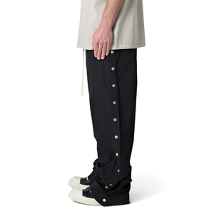 Men's Black Cotton Oxford <b>Trousers</b> <b>Elastic</b> <b>Waist</b> Button Closure Casual Style Midweight Autumn Wear - Product Image 1
