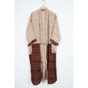 Kimono de Seda Reciclada, Estilo Romántico Boho, para la Playa, con Estampado Floral y Rayas, Bata de Seda Suave, Sexy, para Mujer - Product Image 4