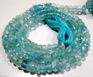 Cuentas facetadas de aguamarina natural en forma de rondel, piedras preciosas de 5-6 mm, hilo de cuentas de 13 pulgadas - Product Image 3