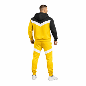 ชุดเซ็ตแทรคสูทผู้ชายคุณภาพสูง สีเหลืองดำตัดกัน พร้อมเสื้อแจ็คเก็ตซิปและกางเกงจ็อกเกอร์ทรงเข้ารูป ชุดลำลองสไตล์สปอร์ต - Product Image 5