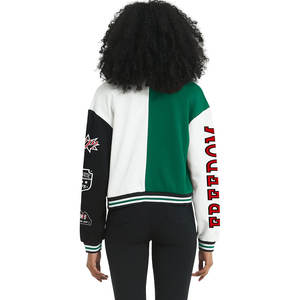 Green Women's Regular Varsity <b>Jacket</b> Color Block Letter Print Y2k Button Custom Embroidery <b>Corduroy</b> Sheep Skin Bomber Uniform - Product Image 3