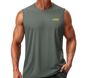 Camiseta sin mangas de secado rápido para hombre, chaleco transpirable para entrenamiento, camiseta deportiva con logo personalizado para gimnasio. - Product Image 3