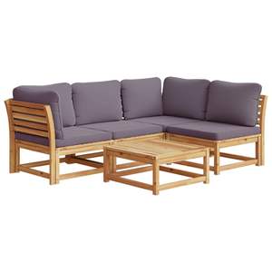 Conjunto de Muebles de Jardín de 5 Piezas de Madera Maciza de Acacia con Cojines - Product Image 2