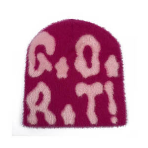 Top Selling Custom Design <b>Winter</b> Outdoor Mohair Beanie <b>Cap</b> Unisex Solid Color 100% Acrylic Knitted Mohair <b>Cap</b> - Product Image 1