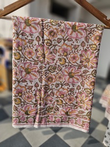 Handmade Block Printed <b>Sarong</b> For Woman Make These Scarves With 100% Natural Organic Colors Floral Hand Block Print Cotton - Product Image 6