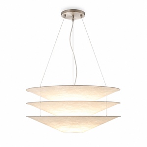 Modern Tiered Silk Pendant <b>Light</b> with Electroplated Steel Frame for <b>Dining</b> Room Hotel Villa - Product Image 1