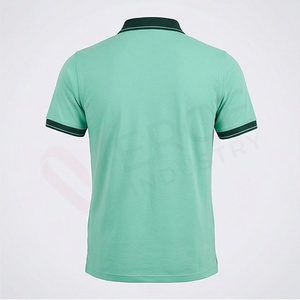 Polo à manches courtes pour homme, vert menthe, en coton tricoté, design uni, respirant, coupe classique - Product Image 2