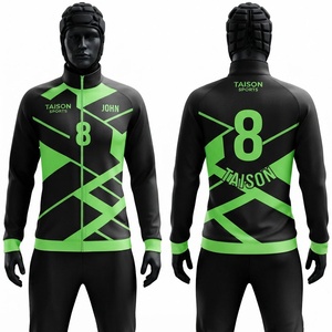Unisex Rugby Training Pullover 330g Premium Polyester Interlock <b>Green</b> <b>Black</b> Full Zip Hooded Breathable Waterproof Eco-Friendly - Product Image 1