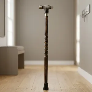 Wooden <b>Walking</b> Cane with Hammer Style Metal Handle Decorative Wood <b>Walking</b> <b>Stick</b> <b>for</b> <b>Men</b> and Women Vintage Style Cane - Product Image 5