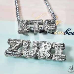 AARVA JEWELS สร้อยคอพร้อมจี้รูปตัวอักษรโมอิสซาไนต์ รุ่นคามิลล์ เงินแท้ 925 ชุบโรเดียม ทรงบาแกตต์ ของขวัญสุดหรูสำหรับผู้หญิง - Product Image 3