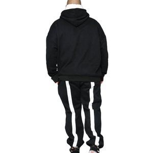 Custom <b>Men's</b> Black <b>White</b> Color Block Tracksuit Pullover Hoodie and Jogger Pants Set Casual Streetwear Sportswear Two Piece Set - Product Image 6