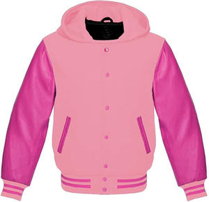 Blouson universitaire en laine pour homme avec manches en cuir véritable et broderie personnalisée - Product Image 1