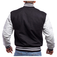 Veste varsity pour homme, hiver, noir et blanc, fermeture éclair, coupe classique, décontractée, coupe-vent, col montant, nylon/coton, logo sur le devant