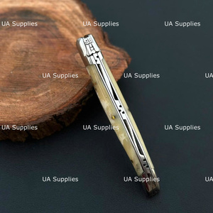 Traditional Laguiole Style Pocket Folding Knife Hand Forged Damascus Steel Blade Camel Bone Handle Industrial Grade Hunting OEM - Product Image 6